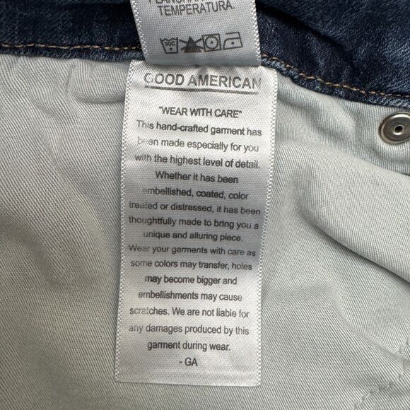 Good American Good Legs High Rise Skinny Denim Jeans Womens 18 Plus Dark Wash - Picture 9 of 16